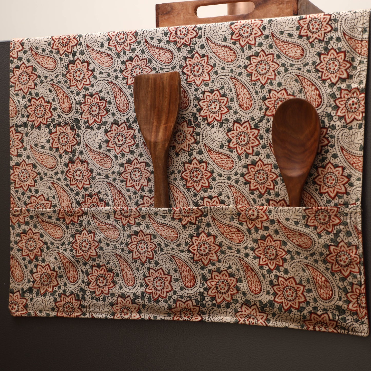 Handmade fridge top cover with multiple pockets 12