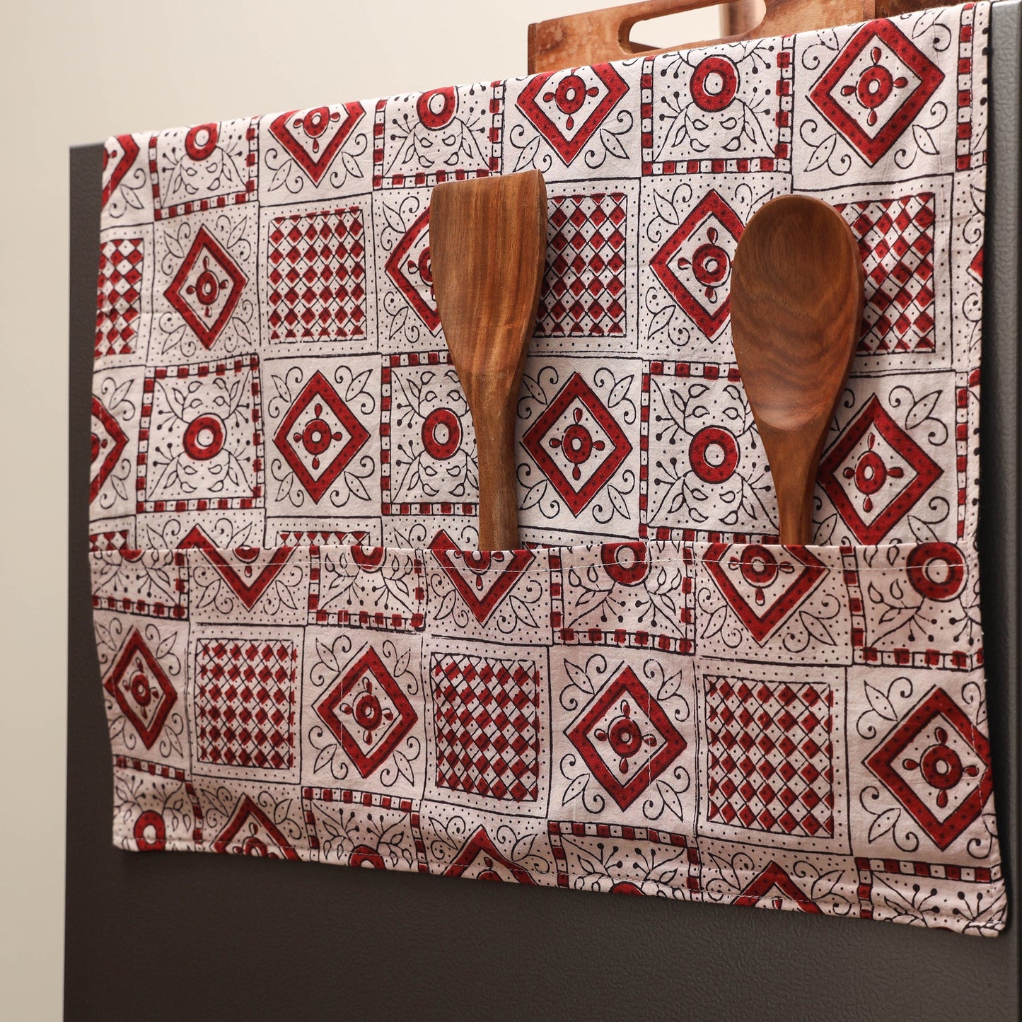 Handmade fridge top cover with multiple pockets 14