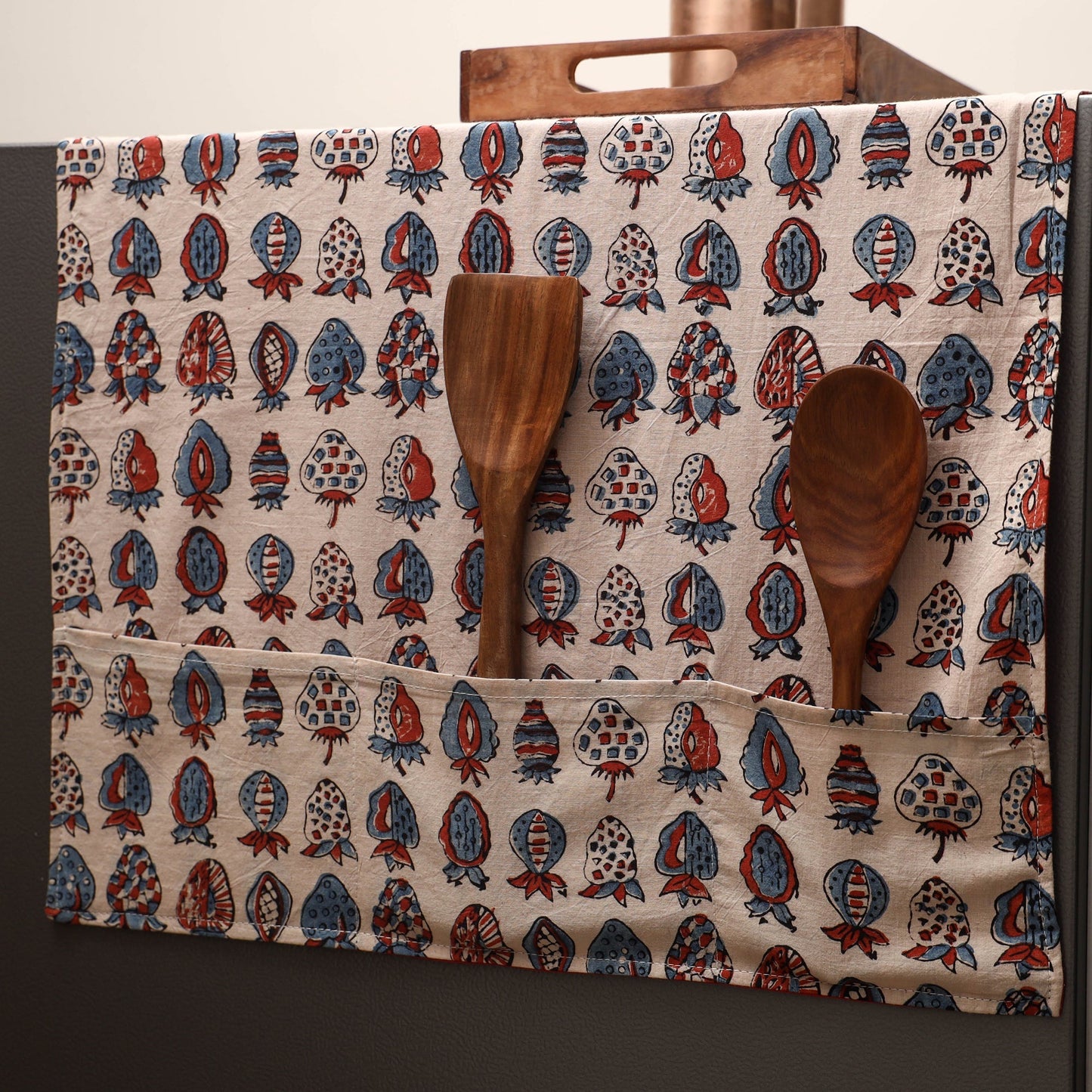 Handmade fridge top cover with multiple pockets 39