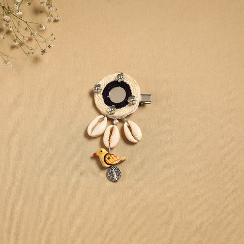 Handmade gs shell & thread work hair clip 50 - handcrafted