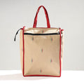 Beige Handmade Jacquard Cotton Shopping Bag