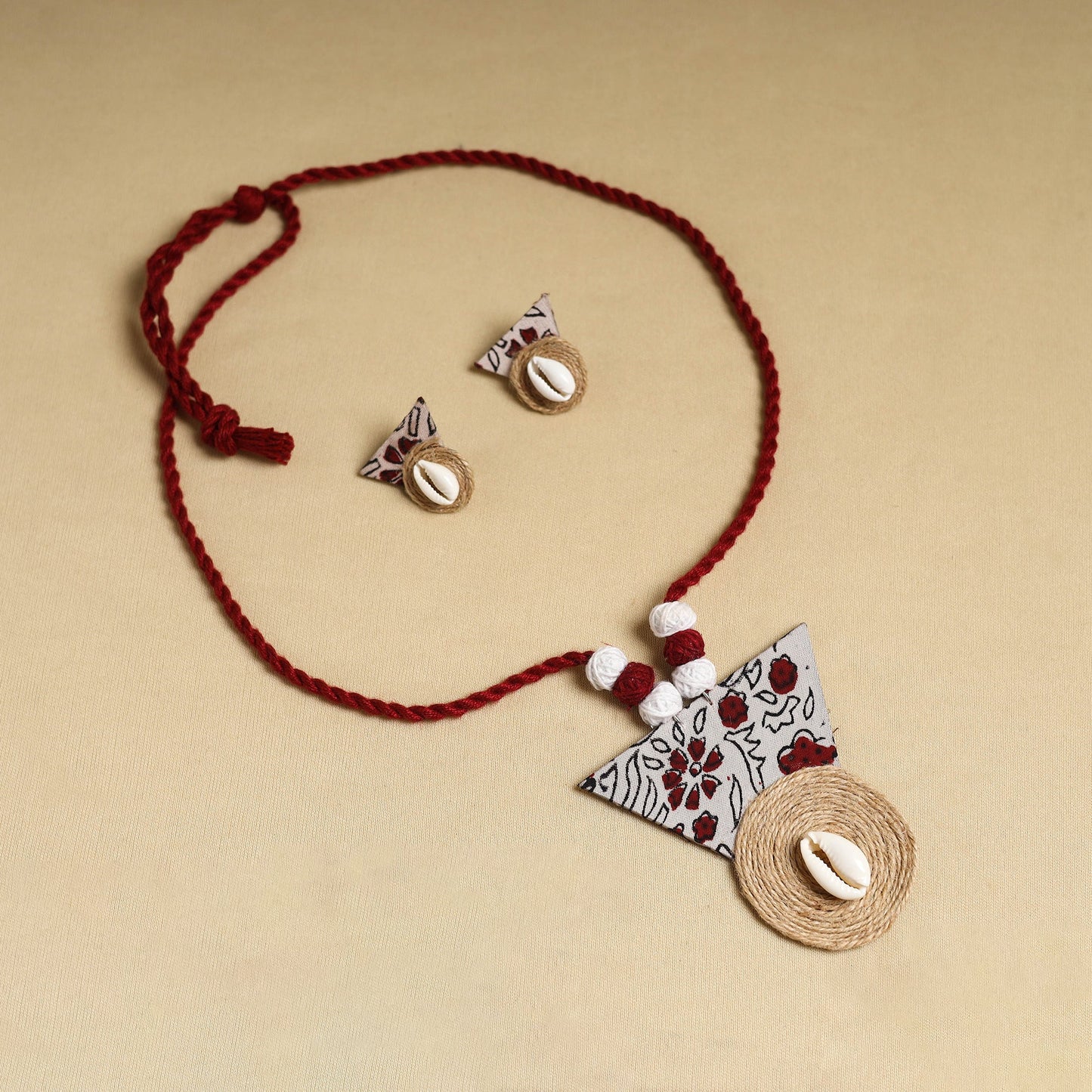 Buy Handmade Jute Fabart Necklace Set