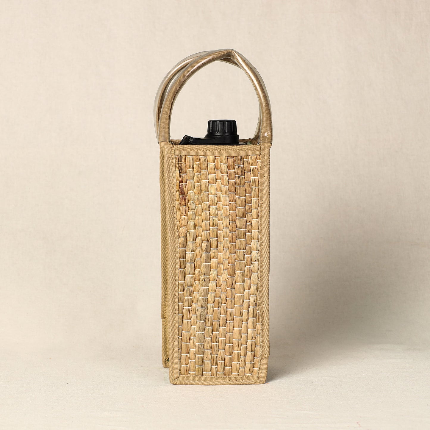  Beige Handmade Organic Water Hyacinth Bottle Bag
