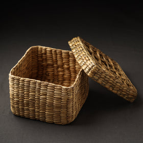 Buy Handmade Organic Water Hyacinth Beige Utility Box (Small)