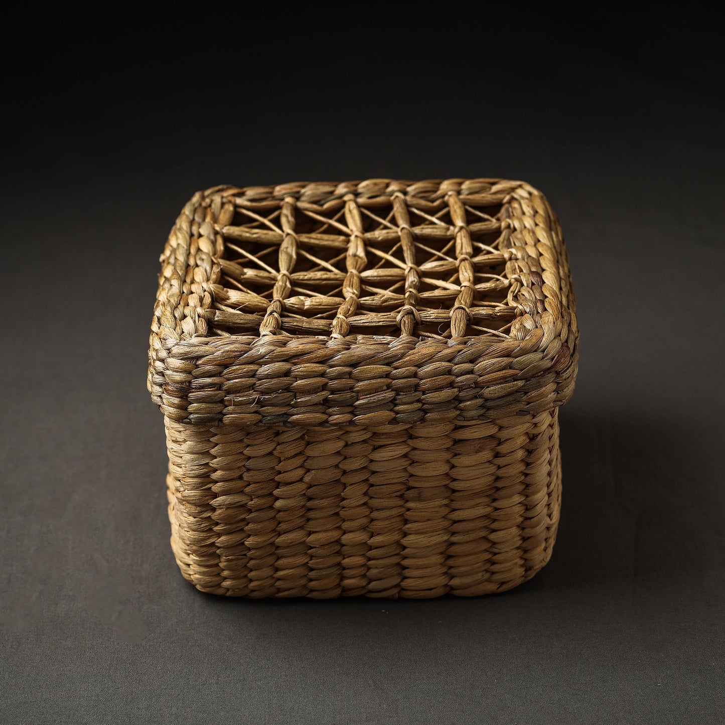 Buy Handmade Organic Water Hyacinth Beige Utility Box (Small)