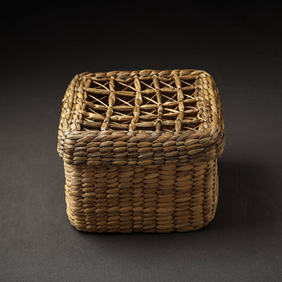 Buy Handmade Organic Water Hyacinth Beige Utility Box (Small)