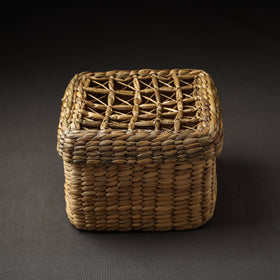 Buy Handmade Organic Water Hyacinth Beige Utility Box (Small)