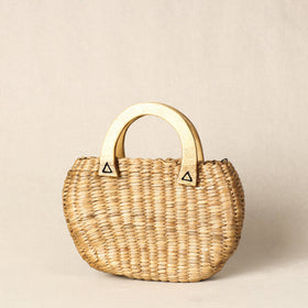 Beige - Handmade Organic Water Hyacinth Hand Bag from Assam
