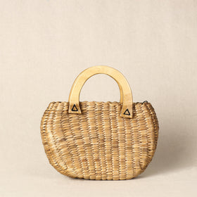 Beige - Handmade Organic Water Hyacinth Hand Bag from Assam