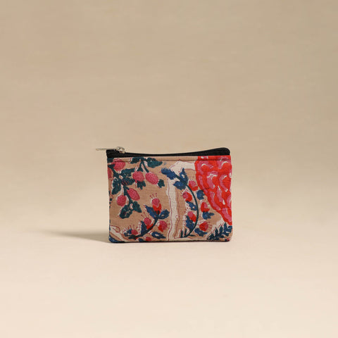  Beige Handmade Quilted Cotton Coin Pouch Online in India