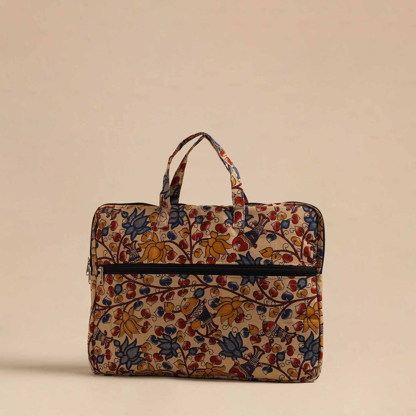 Beige Handmade Quilted Cotton Laptop Bag