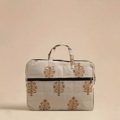  Beige Handmade Quilted Cotton Laptop Bag