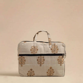  Beige Handmade Quilted Cotton Laptop Bag