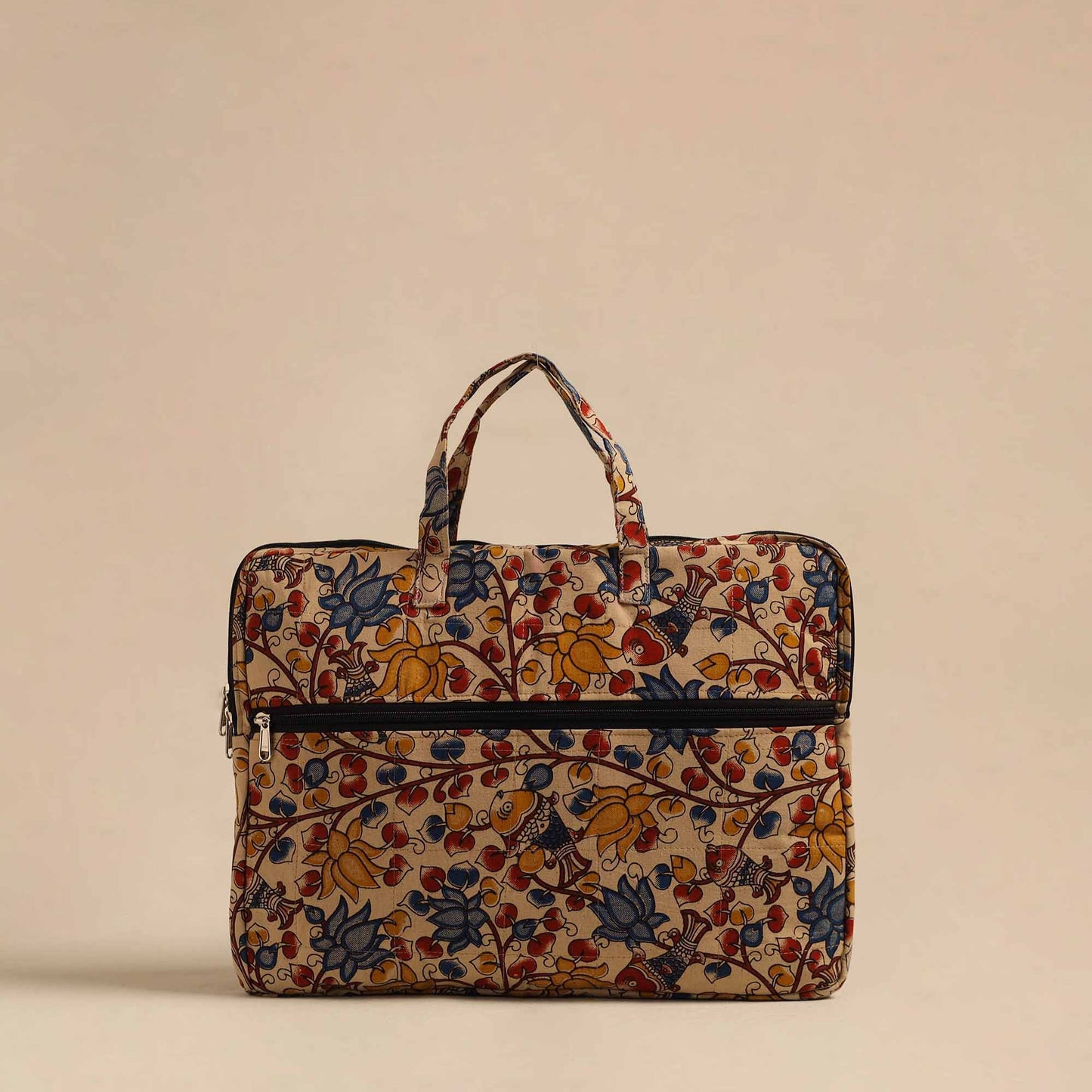  Beige Handmade Quilted Cotton Laptop Bag