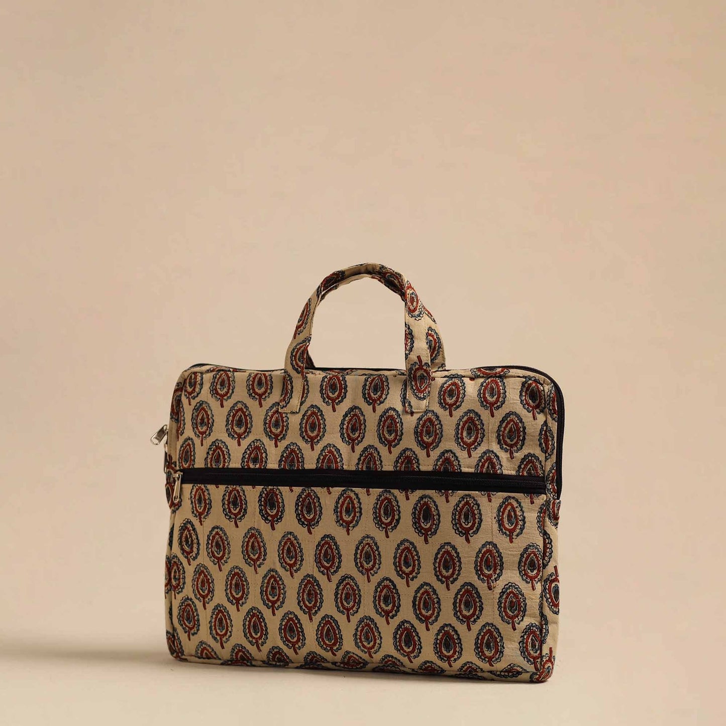  Beige Handmade Quilted Cotton Laptop Bag