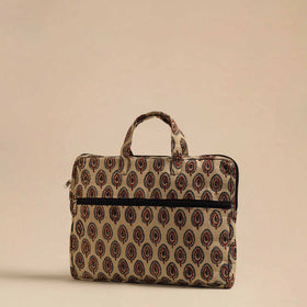  Beige Handmade Quilted Cotton Laptop Bag