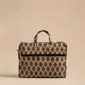  Beige Handmade Quilted Cotton Laptop Bag