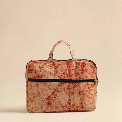  Beige Handmade Quilted Cotton Laptop Bag