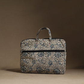  Beige Handmade Quilted Cotton Laptop Bag (13 x 16 in)