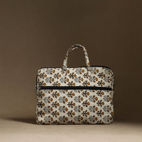  Beige Handmade Quilted Cotton Laptop Bag (13 x 16 in)