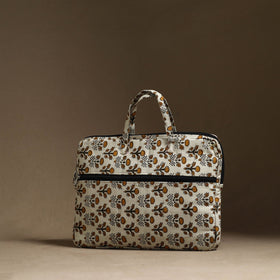  Beige Handmade Quilted Cotton Laptop Bag (13 x 16 in)