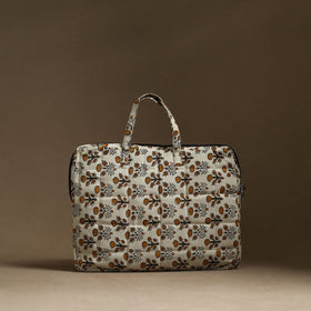  Beige Handmade Quilted Cotton Laptop Bag (13 x 16 in)