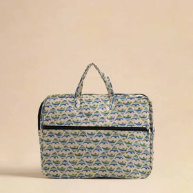  Beige Handmade Quilted Cotton Laptop Bag