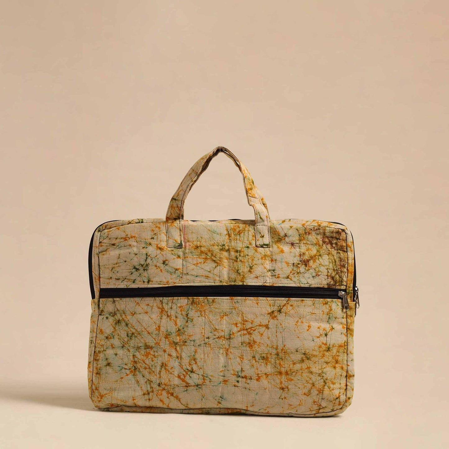  Beige Handmade Quilted Cotton Laptop Bag