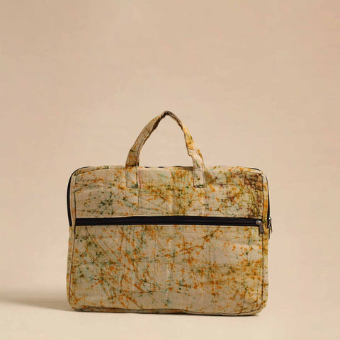  Beige Handmade Quilted Cotton Laptop Bag