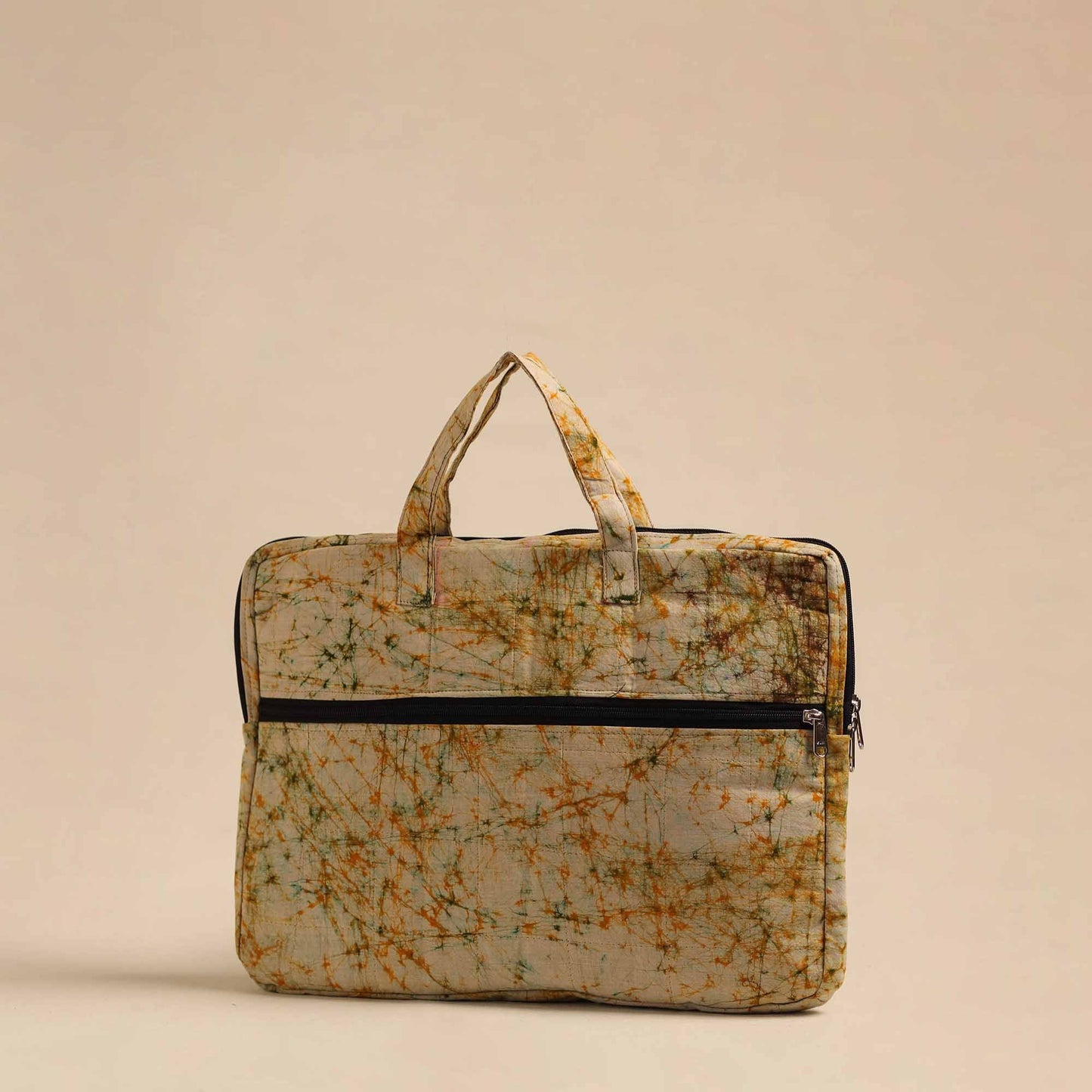  Beige Handmade Quilted Cotton Laptop Bag