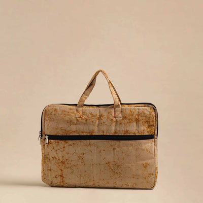  Beige Handmade Quilted Cotton Laptop Bag