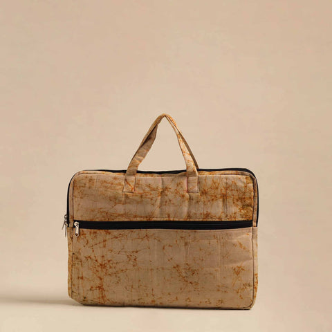  Beige Handmade Quilted Cotton Laptop Bag