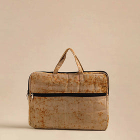  Beige Handmade Quilted Cotton Laptop Bag