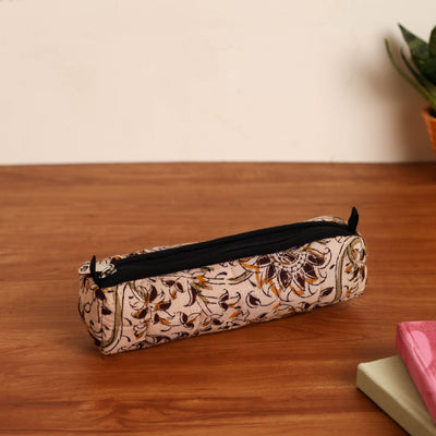  Beige Handmade Quilted Cotton Pencil Pouch