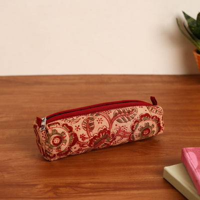  Beige Handmade Quilted Cotton Pencil Pouch