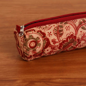  Beige Handmade Quilted Cotton Pencil Pouch