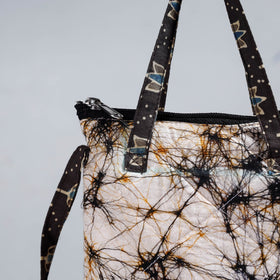 Beige Handmade Quilted Cotton Sling Bag 06