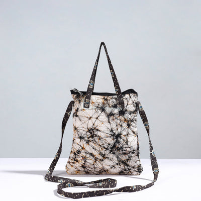 Beige Handmade Quilted Cotton Sling Bag 06