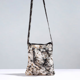 Beige Handmade Quilted Cotton Sling Bag 06