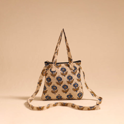 Beige - handmade quilted cotton sling bag 68 - handcrafted