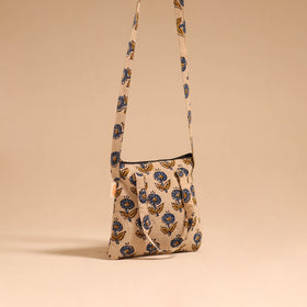 Beige - handmade quilted cotton sling bag 68 - handcrafted