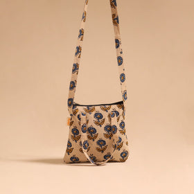 Beige - handmade quilted cotton sling bag 68 - handcrafted