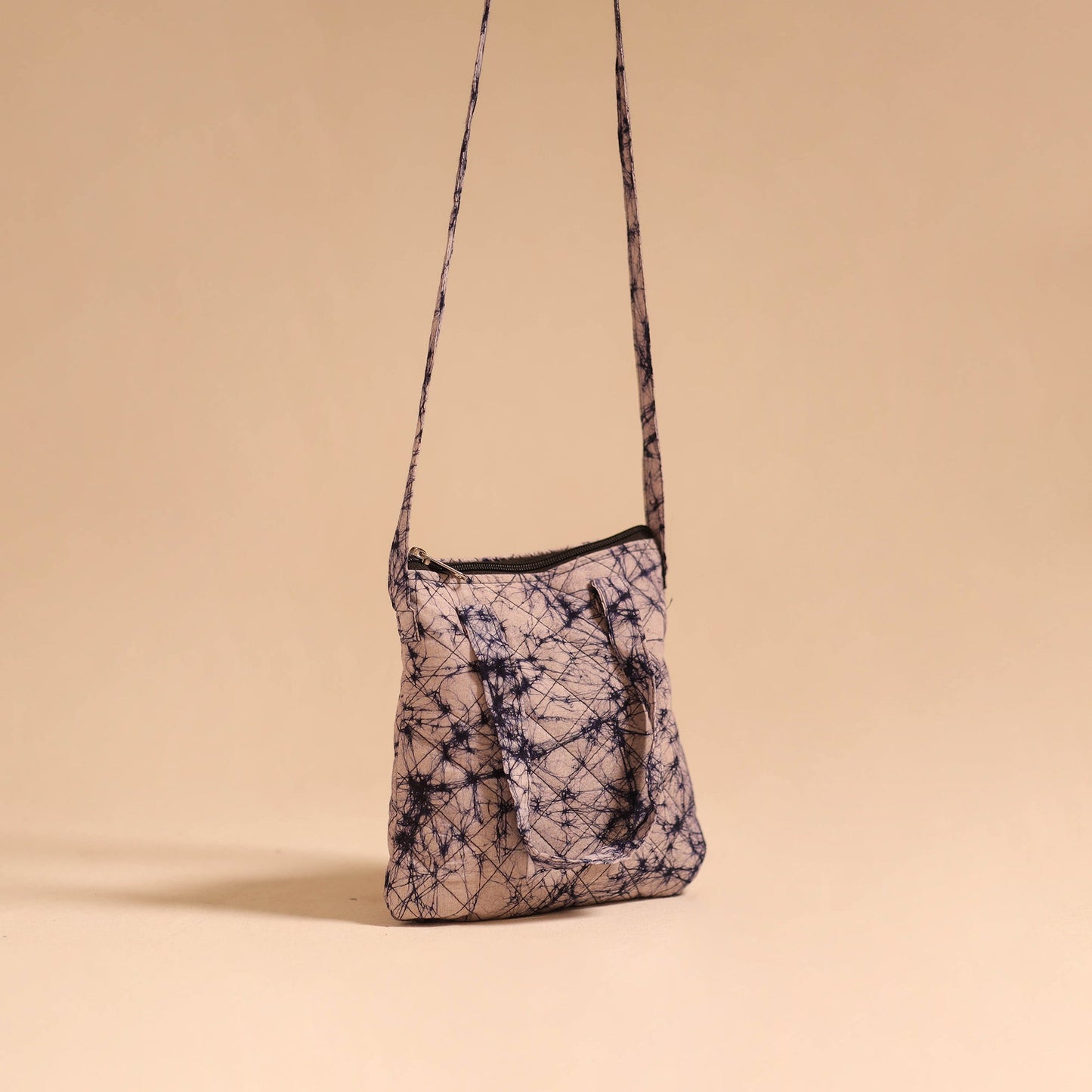 Beige - handmade quilted cotton sling bag 72 - handcrafted