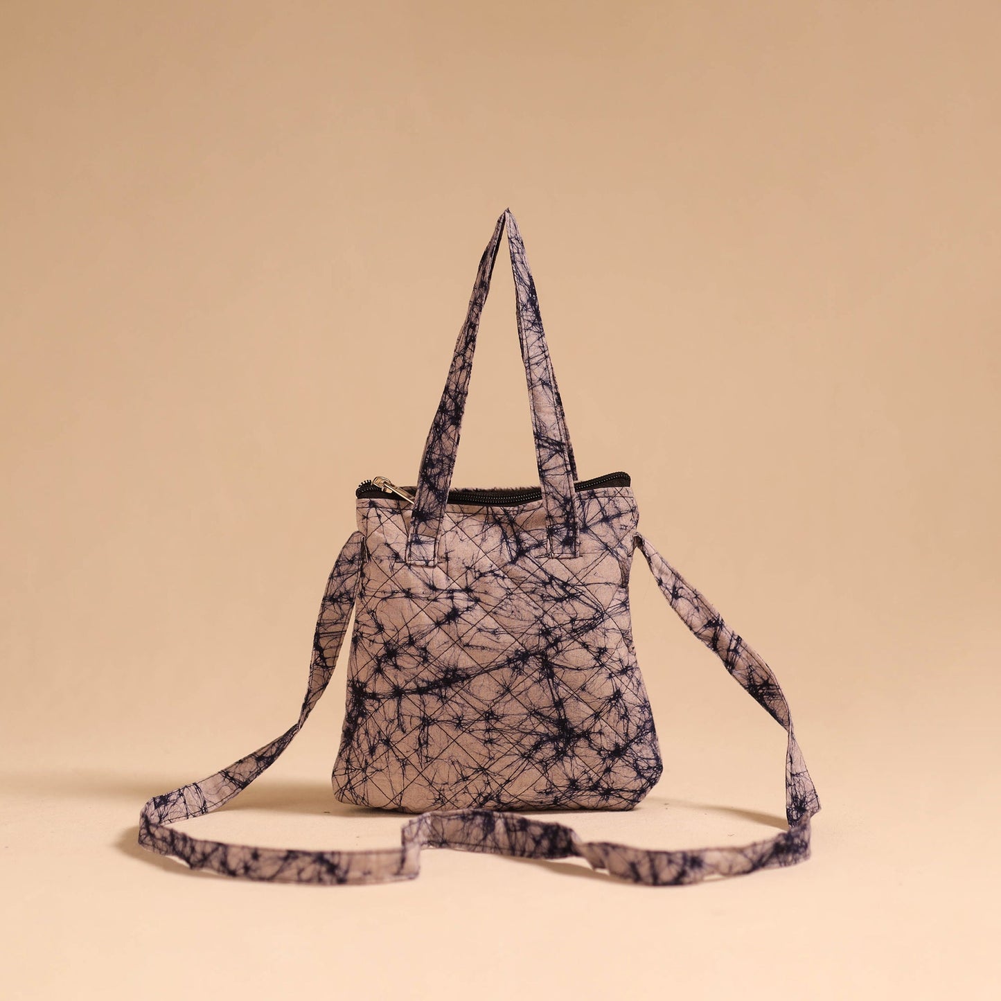 Beige - handmade quilted cotton sling bag 72 - handcrafted