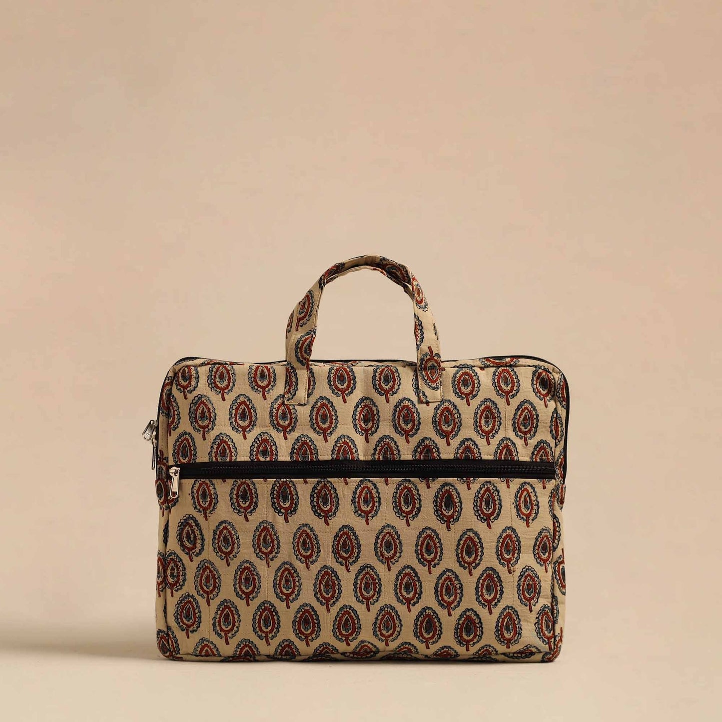  Beige Handmade Quilted Cotton Laptop Bag