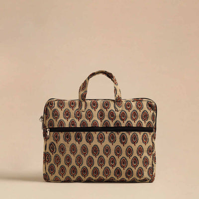  Beige Handmade Quilted Cotton Laptop Bag