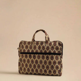  Beige Handmade Quilted Cotton Laptop Bag