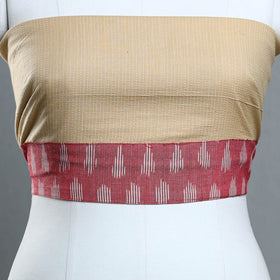 Beige - handmade running stitch plain cotton blouse piece