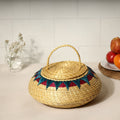  Beige Handmade Sikki Grass Multipurpose Basket with Lid 