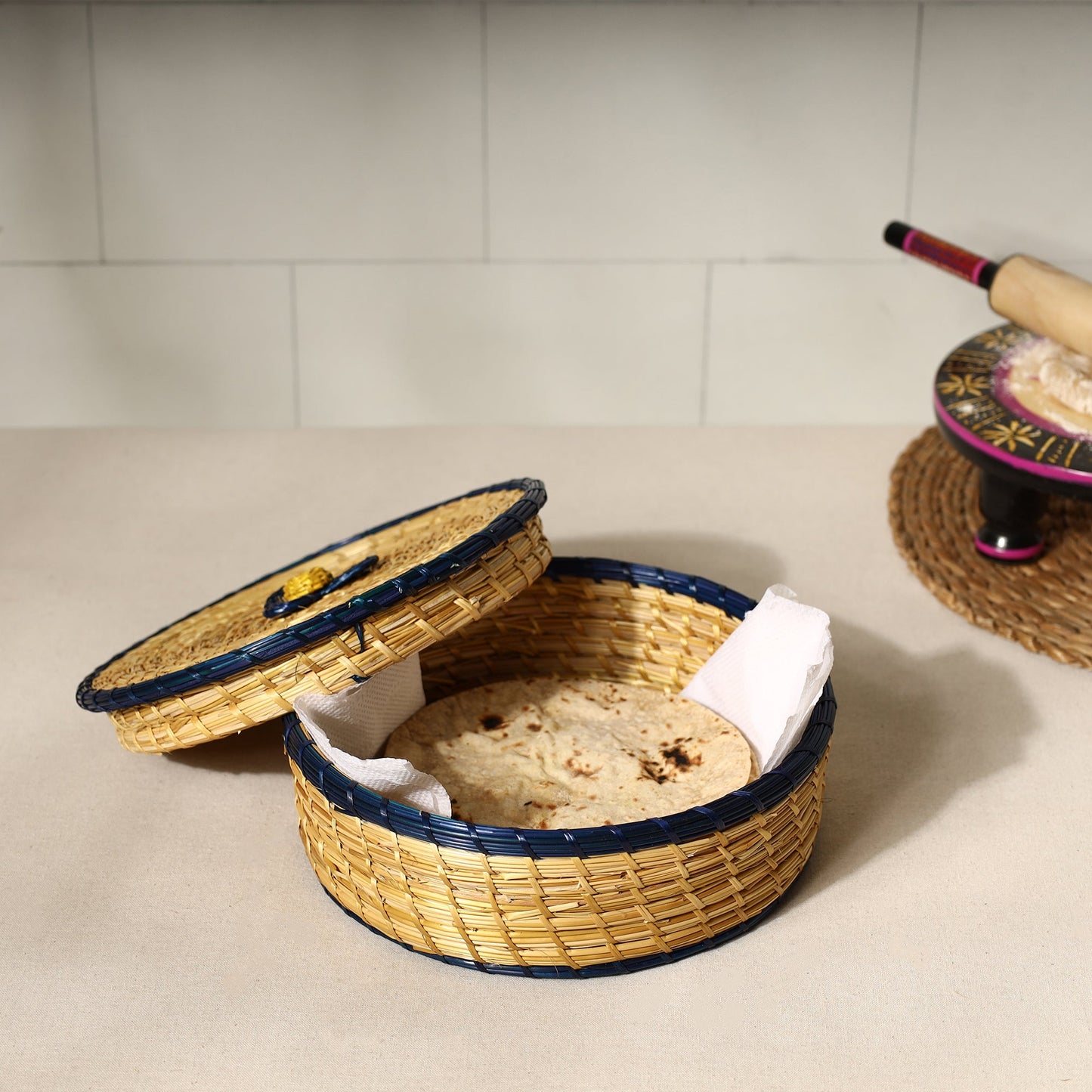  Handmade Sikki Grass Roti Box 